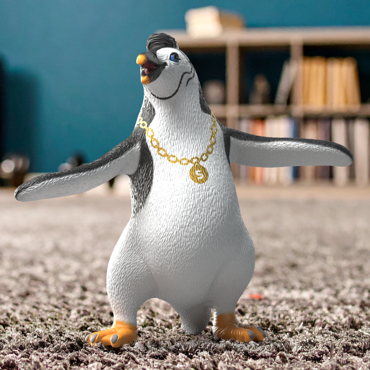 Juri der Pinguin mit Goldkette