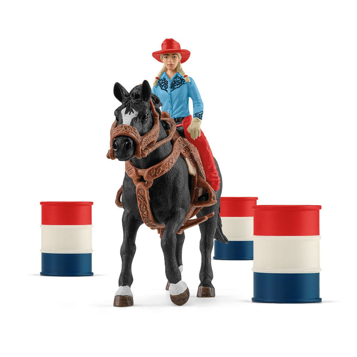 Barrel Racing Avec Une Cowgirl