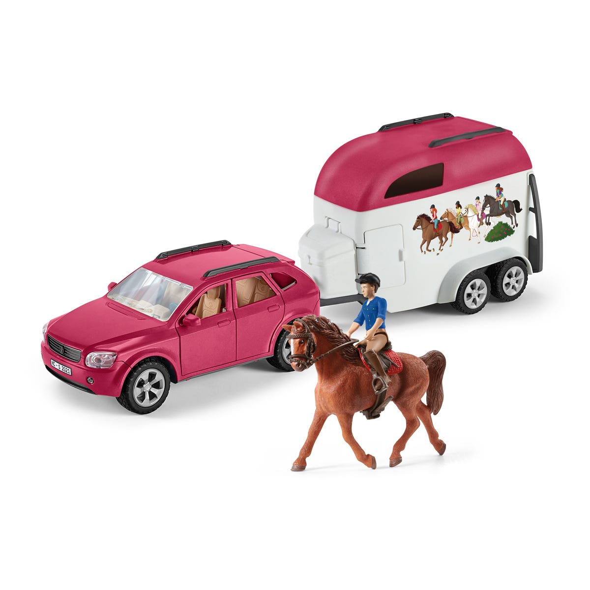 Voiture avec remorque pour chevaux